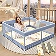 XVISHX Baby Playpen with Mat, 50 x 50 Inch Play Pen Playards, Playpen for Babies and Toddlers, Baby Playard for Indoor & Outdoor Active Center Game Fence, Skin-Friendly Fabric and Soft Breathable Mesh