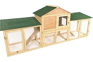 MaxxPet MaxxPet Kaninchenstall mit Auslauf – Hasenstall Draußen Winterfest – Kaninchenhaus – Kaninchenkäfig – Nagetierkäfig - 204x45x84 cm