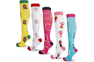 LEOSTEP 5 par skarpet uciskowych dla kobiet i mężczyzn, kolorowe skarpety uciskowe, 15-25 mmHg, pończochy podtrzymujące, do uprawiania sportu, medycyny, biegania, podróży, lotu, dla kobiet w ciąży, pielęgniarki