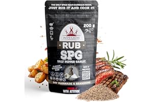 RUB Poppamies Sale Pepe Aglio, Marinata a Secco e Condimento Perfetto Per Pollo, Verdure, Pesce, Manzo, Maiale - Ottimo per Griglia, Forno, Bollitore e Padella - Confezione Grande (200g)