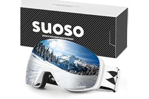 suoso OTG Ski Goggles Mens Womens-Anti-Fog UV Protection-Snowboard-Over Glasses-Skiing-Helmet Compatible