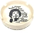 EK DO DHAI Classic Jimi Hendrix Ashtray, Stoneware Material, Long Lasting Print, Classic Style, White & Black in Color, Pack of 1