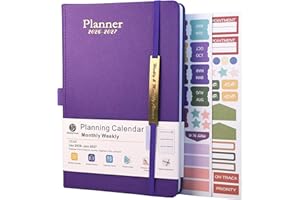 EARNING POWER Diary 2026-2027 - 18 Month Diary from Jan. 2026 to Mid Year Jun.2027, A5 Week to View, Weekly & Month Planner with Leather Cover, Pen Loop, Inner Pocket (Purple)
