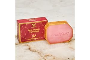 ComfyCozy Rose Crystal Soap | Natural Organic Hand Wash Body Soaps Bar | Luxury Pore Cleanser Bars Scrub For Skincare Acne Treatment | Bath Beauty Birthday Gifts Sets For Women Mum Her Him Mens | 90g