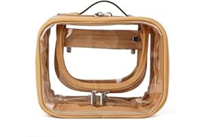 Przezroczysty futerał kosmetyczny, Lychii torba podróżna z PVC Torba na przybory toaletowe Organizer do przechowywania płynów, kremów i kosmetyków, Brązowy, M, kosmetyczka