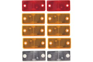 DOJA Barcelona | Catadioptre Rectangulaire à Visser | 10 Reflechissant | 90x40 mm | 2 Rouge, 6 Jaune, 2 Blanche | Agréé ECE | pour Accessoire Velo, Accessoire Moto, Remorque Voiture, Camion..