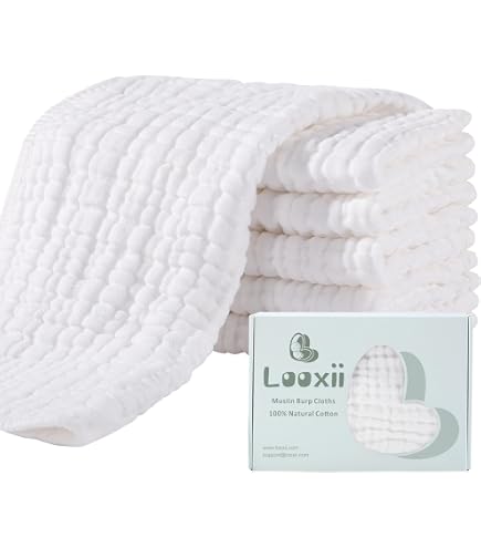 Lot De 6 Langes Bébé Mousseline 100% Coton - 27x48cm - Ultra Absorbants - Serviettes Polyvalentes Nouveau-né