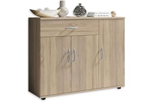 Stella Trading Lilly Cómoda en imitación de Roble Sonoma-Aparador Moderno con Mucho Espacio para su salón, Madera de ingeniería, 90 x 70 x 30 cm