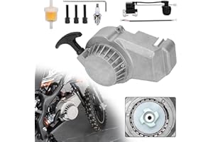 JIAYAN Recoil Starter Assembly Fits 2 Stroke Engine for 47cc 49cc SYX SSR Quad 4 Wheeler Motorcycle Pocket Bike Mini Bike-Silver
