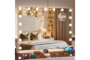 Puselo Hollywood Vanity Mirror with Lights,Large Hollywood Mirror with USB Output Port,Makeup Mirror with Lights Tabletop and Wall Mounted (70 x 55 cm)