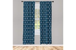 ABAKUHAUS Ancora Tenda a Pannello Set di 2, Nautical Semplice Classic, Trattamento della Finestra per Stanza e Camera da Letto, 150 cm x 245 cm, Blu Bianco
