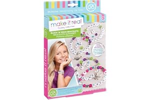 Make It Real – Block n’ Rock Bracelets. DIY Alphabet Letter Beads & Charms Bracelet Making Kit for Girls. Arts and Crafts Kit to Design and Create Unique Tween Bracelets with Letters, Beads & Charms