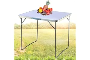 YouseaHome 2.6ft Folding Camping Picnic Table Portable Dining Camping Party Kitchen BBQ Table,for Picnic Table, Garden Party,Garden Outdoor,with Carrying Handle,White 80x60x69cm