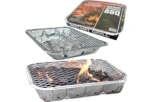 GREENFIELDS Quick And Easy Barbecue Instant Disposable BBQ - Ready To Cook In 15 Minutes - Mini BBQ Grill - Includes Tray, Charcoal, Lighting Paper and Wire Stand - Great for Meat, Fish and Veggies (2)