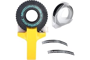 YINGBIAO 3D Embossing Label Maker Label Printer Click Small Model Manual Label Maker Machine DIY Lettering Small Label Printer for DYMO Printer Cutting Tape Black Tape (Yellow)