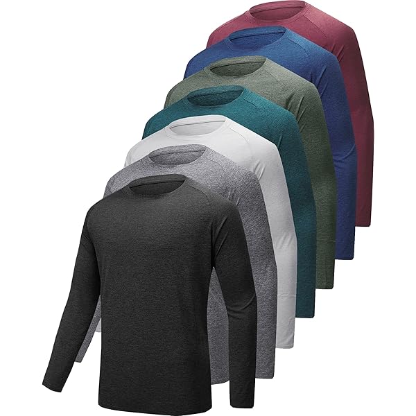 miijoory Heren T-shirt met lange mouwen,van 5 stuks,Sneldrogend Vochtafvoerend Zonbescherming UPF 50 , Sportshirt voor Hardlopen Gym Fitness en Outdoor(XXL,Zwart, Blauw, Donkergrijs, Legergroen, Rood