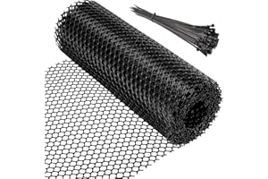 LCOUACEO Rete Metallica in Plastica Nera 0,4m x 6m Rete per Polli, Recinzioni da Giardino, Recinto per Cani, per Esterni, per Pollame e Recinzione Temporanea, Maglia 4 mm