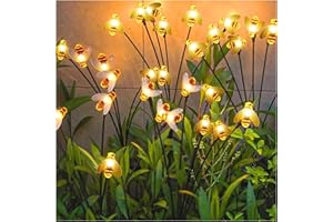 AUEZONA Lampe Solaire Exterieur, 4 Pièces 10 LED Lucioles Solaire, IP65 Lumière Etanche, Lampe Solaires Décorative Pour Allée,Terrasse,Jardin Décoration