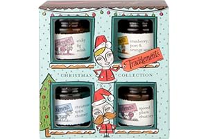 Tracklements - The Christmas Collection - Sticky Fig Relish, 110g, Cranberry, Port & Orange Sauce, 110g, Christmas Spice Chutney, 90g and Spiced Plum Chutney, 90g - 4 Jar Pack