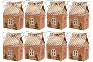 LANJUE 20 Pcs Decoration Noel Boite Cadeau en Papier Kraft, Petite Boite Cadeau pour Emballage Cadeau Bonbons, Chocolats, Biscuits, Dessert, Aliments (7 x 5 x 10,5 cm)