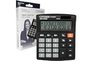Citizen 12 Digit Black Desk Calculator - Large Display Basic Calculator for Kids, Home, School, Desktop, and Office Use with Big Buttons - Solar and Battery Dual Powered