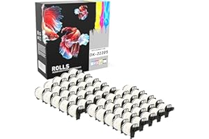 Prestige Cartridge DK-22205 - Cinta continua de papel para impresoras de etiquetas Brother (62 mm x 30.48 m, 50 rollos) color blanco