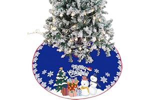 Mateju Christmas Tree Skirt, Round Blanket, Large Christmas Tree Skirt, Christmas Tree Stand, Carpet, Tree Blanket, Christmas Tree Decoration for Christmas, New Year Party (Blue, 28 Inches)