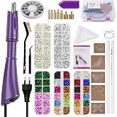 Hotfix Applicator Tool and Kit Bedazzler with 8600 Rhinestones, 6 Tips, Templates, Fabric Case, Leather, Clothing Design DIY