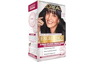 ‎L'OREAL PARIS L'Oréal Paris Permanente Haarfarbe, 100% Grauhaarabdeckung, Haarfärbeset mit Coloration, Shampoo und 3-Fach Pflege Creme Farbe, Excellence Creme, Nr. 1.01 Tiefes Schwarz, 1 x 268 g