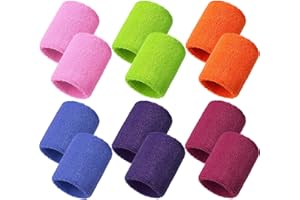 Bememo 12 Pcs Neon Sweatbands Paris Sports Competitions Wristband Sweat Wrist Band for Men Women, for Tennis, Basketball, Running