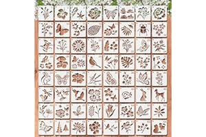 COSSWE Schablonen-Set mit Tieren und Pflanzen, wiederverwendbar, für Heimwerker, Möbel, Holz, Boden, Scrapbooking, Textildesign, Handwerk, Möbel, Leinwand, Dekoration, 64 Stück