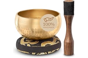 SILENT MIND Tibetan Singing Bowl Set – Authentic Plain Design – Sound Bowl & Meditation Bowl with Cushion, Mallet & Guide – Chakra Balancing – Sound Bath Instruments – Therapeutic Sound Devices