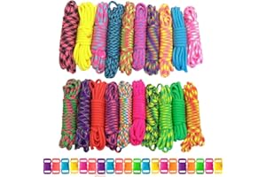 PARACORD PLANET 550 lb Type III Crafting Kits with Buckles, 200', Big Neon