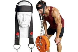 MuscleForge Harnais Cou Musculation 240 kg - Harnais Tête Néoprène Réglable avec Chaîne Acier - Neck Training pour Boxe MMA Lutte - Sangle Scratch Confort - Renforcement Cervical Professionnel