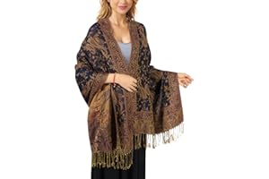 Lamca Women Pashmina Shawls and Wraps Scarf Soft Silky Reversible Paisley Scarves Shawl for Women UK