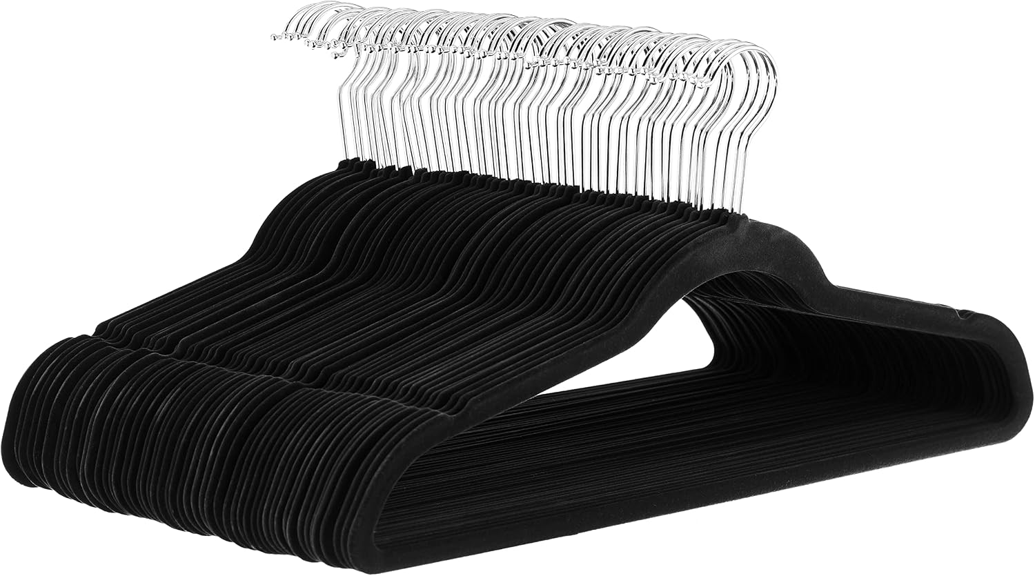 Amazon Basics Lot de 50 cintres étroits et antidérapants pour chemises, costumes, costumes, noirs