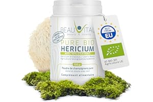 BEAUVITAL Pure Bio Hericium erinaceus 100g poudre de champignons médicinaux de l'agriculture biologique de l'UE, végétalien, sans additifs artificiels