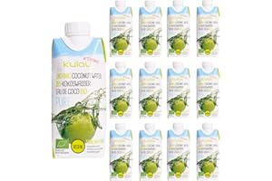 ‎KULAU Kulau Bio Kokoswasser Pure 330 ml 100% pures Kokosnusswasser ohne Zucker und Zusatzstoffe, 12er Pack