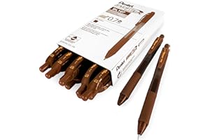 Pentel Energel X - BL107 - Bolígrafos de punta redonda, de gel, retráctiles, 0,7 mm, tinta marrón, paquete de 12 unidades