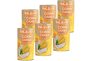 INLEAD - Corn Cakes | Leichte & Knusprige Maiswaffeln für Bewussten Genuss | Kalorienarm, Fettarm & Ideal als gesunde Alternative zu Chips (6x 120g, Cheddar Flavor)