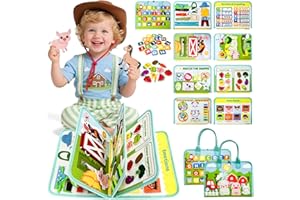 SUMTOCO Busy Book, Montessori Busy Board, Toddler Travel Toys, Montessori Toys for Toddlers, Sensory Toys, Baby Busy Book, Plane Toys for 1 Year Old, Plane Activities for Kids, Sensory Board