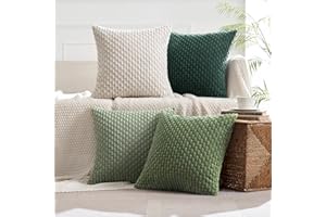 MIULEE 4er Set Kordsamt Kissenbezüge Kissenbezug Dekorative Kissenhülle Moderne Sofakissen Kissen Zierkissen Couchkissen für Sofa Dekokissen Wohnzimmer Schlafzimmer 40x40 cm Grün Serie