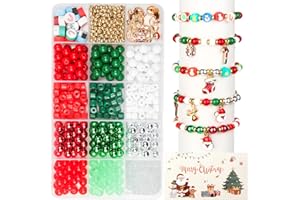 ‎MEAFENG Weihnachten Perlen Set für Armbänder, 620 Stück Armbänder Selber Machen mit 5/8mm Weihnachtsperlen und DIY Charms Ahänger Anhänger, Weihnachtsgeschenke Basteln Perlen für Mädchen 4 5 6 7 8 9 Jahre