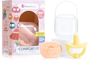 NatureBond Chupetes de silicona para bebé recién nacido (2 paquetes) + estuche para chupete | Binkies de bebé | Silicona de grado alimenticio (0-6 Months, Sunshine Yellow + Peach Puff)