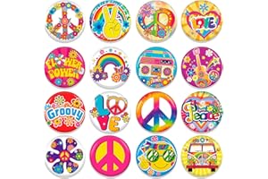 HOWAF 16pz Spille Hippie Accessori Hippie, Spille Feste a Tema Hippie Anni '60, Spille Groovy Hippie retrò Segno di Pace di Ritagli di Fiori per Costume Hippie Decorazioni Hippie Anni '60 '70