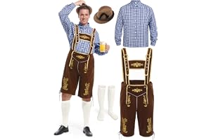 FancyFun Lederhosen män, Oktoberfestkläder män Oktoberfest kostym tysk bayersk Lederhosen halloween kostym set