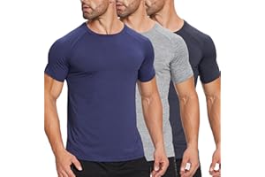 ZENGVEE 3 Pack Running Top Men Dry Fit Sport Short Sleeve Breathable Wicking Tee Shirts Training Tshirts