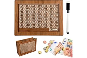 Huiyuenuo Money Box with Counter, Money Box 10,000 Euro, Money Box with Numbers Checks, Wooden Piggy Bank with Counter, Wooden Money Box for Helps Adults and Children Habit to Save
