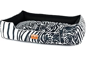 Halkalife Lettino Impermeabile per Cani e Gatti con Rivestimento sfoderabile. Divano per Cani. Divano per Gatti. (100x70x18cm, L, Zebra)