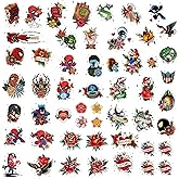 53 Pieces, Superhero Temporary Tattoos Set,Comic Book Characters and Floral Designs, Party Favours，Temporary tattoos for adul